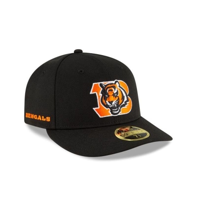 Black Cincinnati Bengals Hat - New Era NFL Logo Mix Low Profile 59FIFTY Fitted Caps USA2489507